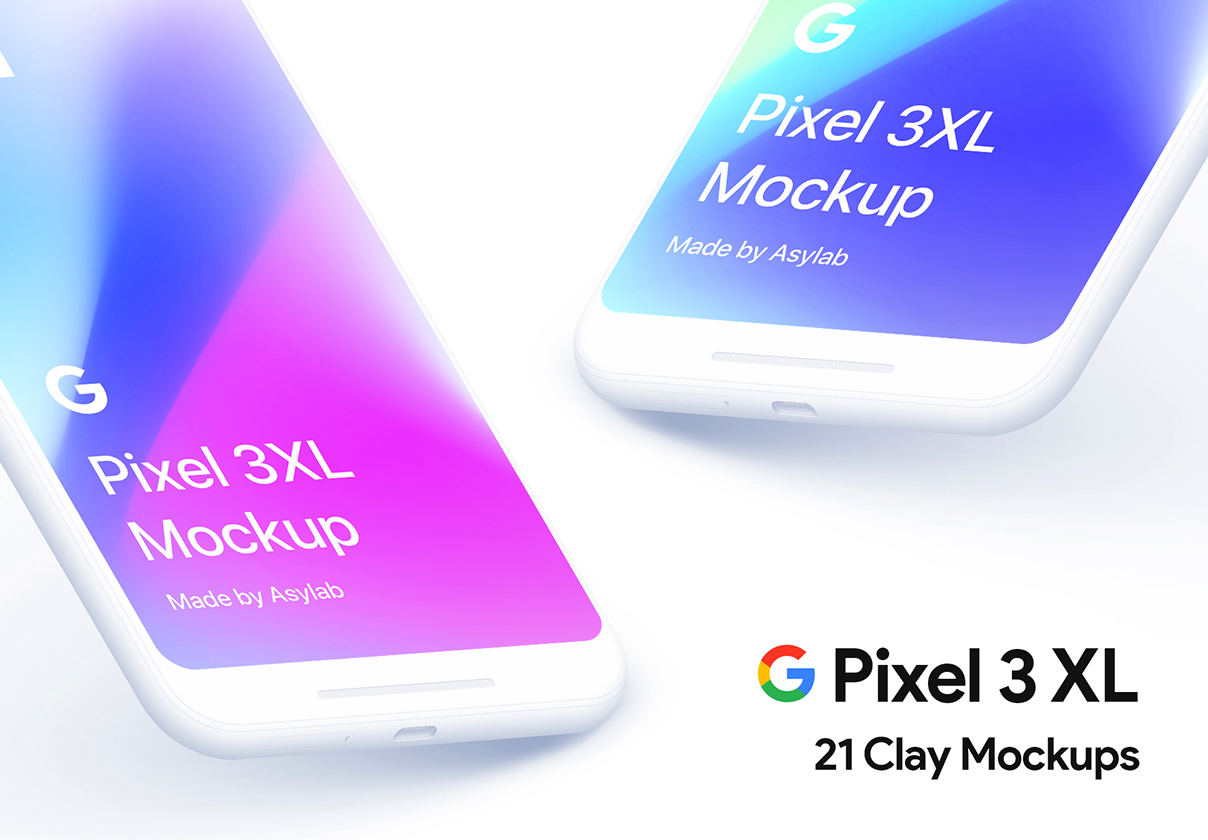 21 Google Pixel 3 XL Clay Mockups