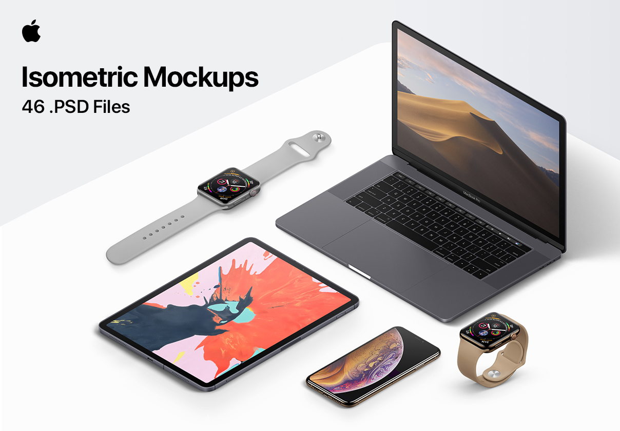 Apple 46 Devices Isometric Mockups