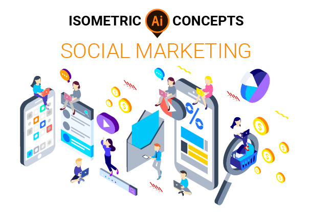 Social Marketing Isometric