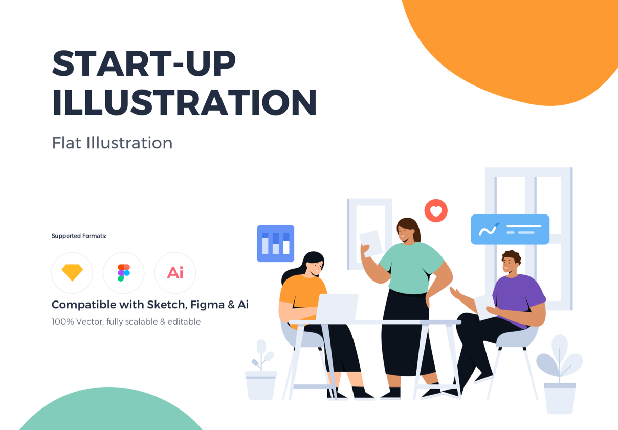 Muda mudi – Startup & Team work Illustrations