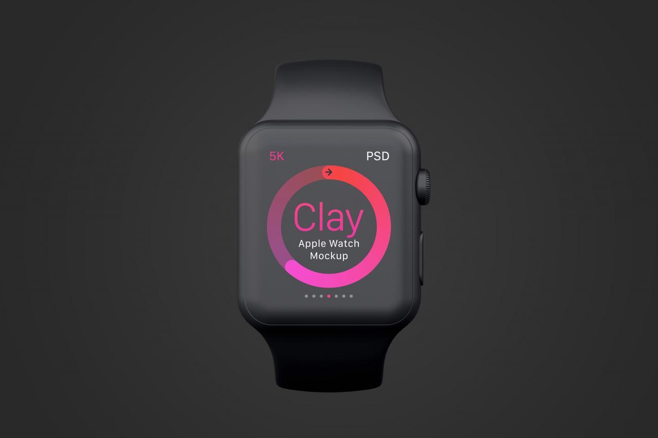Apple Watch手表屏幕界面设计效果图样机04 Clay Apple Watch Mockup 04 设计森林planforest
