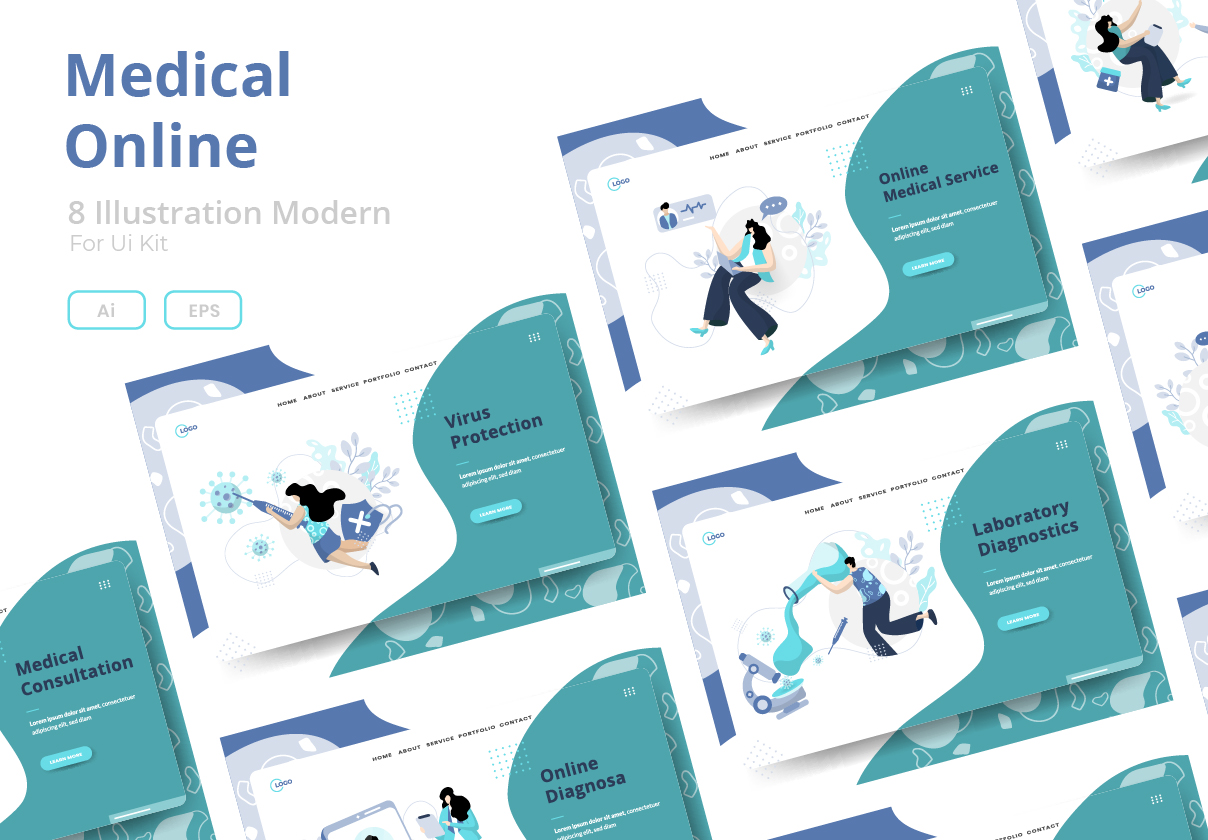 Medical Online sets Illustration