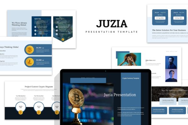 加密货币/区块链业务介绍PPT幻灯片模板 Juzia : Crypto Currency Business Powerpoint
