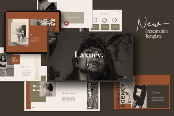 时尚企业介绍/Lookbook新品上市发布PPT幻灯片模板 LAXURY – Lookbook Fashion Powerpoint Creative
