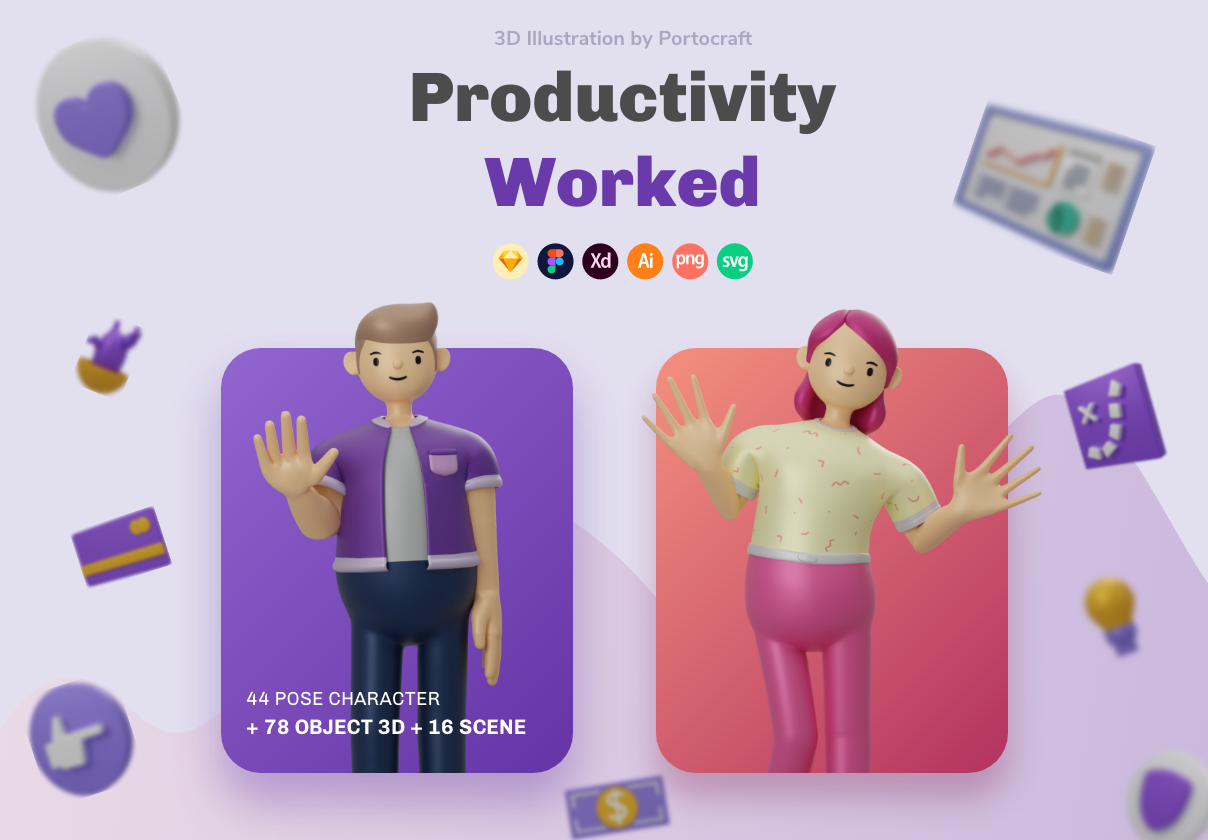 Productivity Worked Illustration 3D