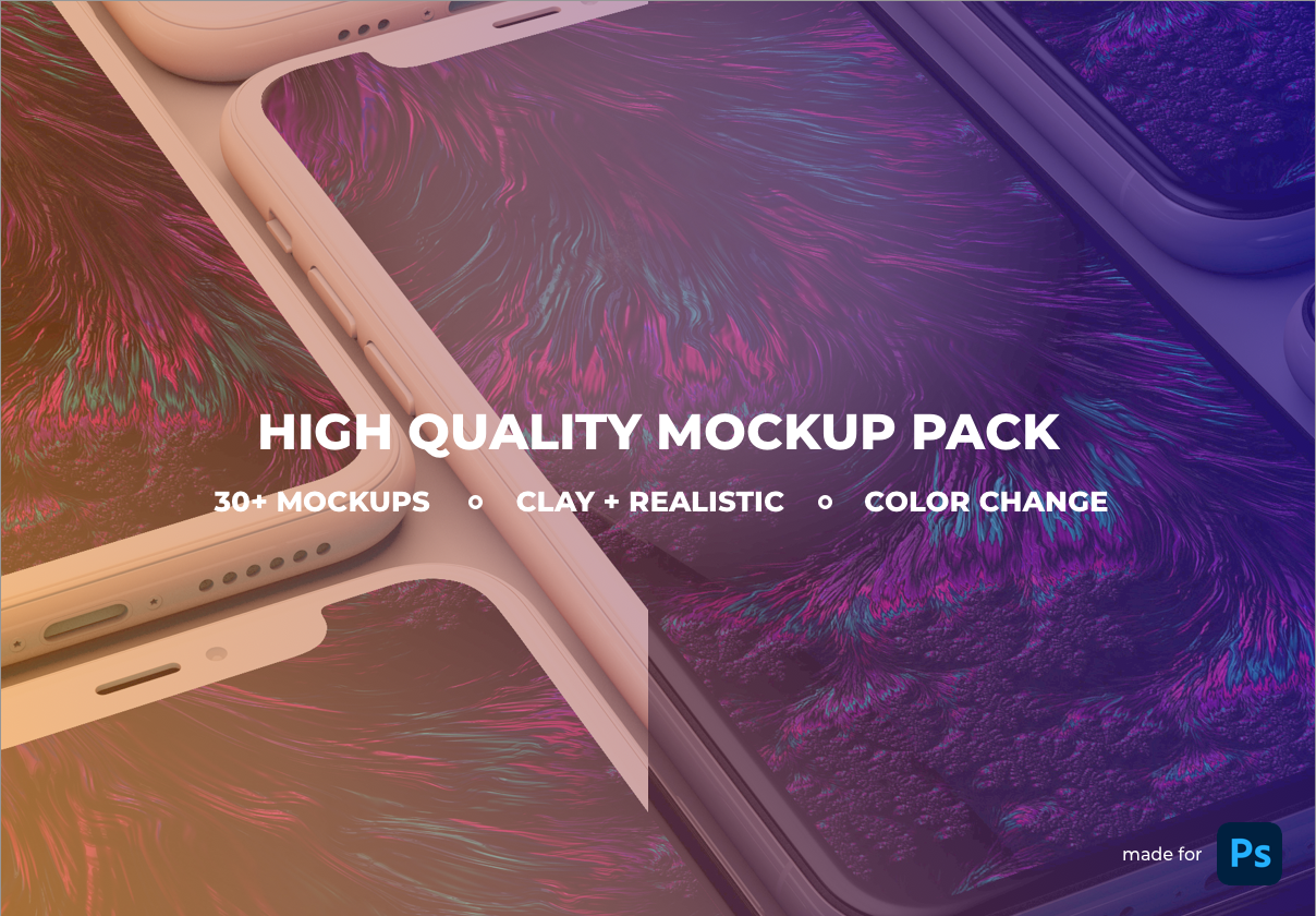 High quality mockup pack Clay, Colors & Realistic
