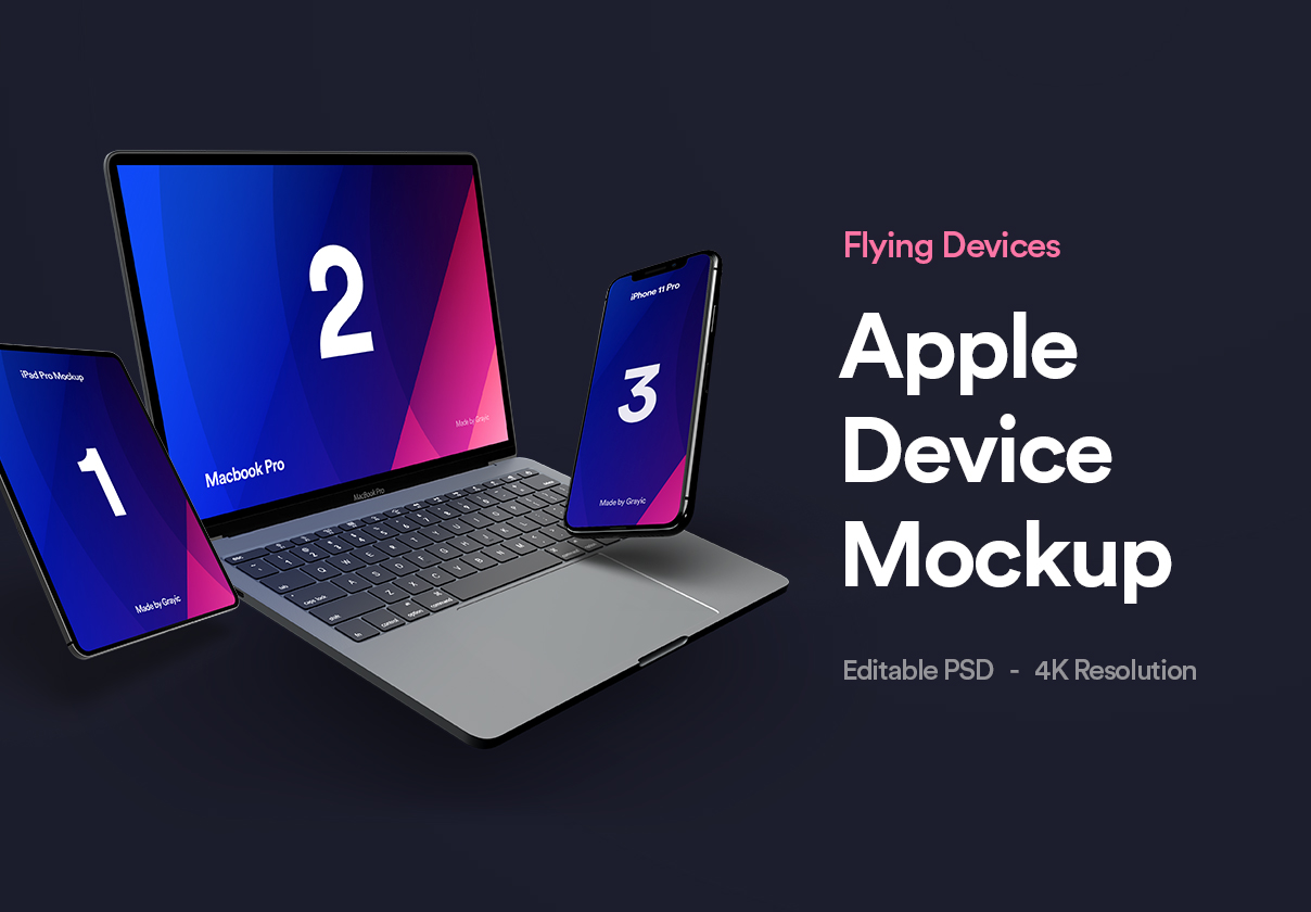 Flying Apple Device Mockup Vol 01