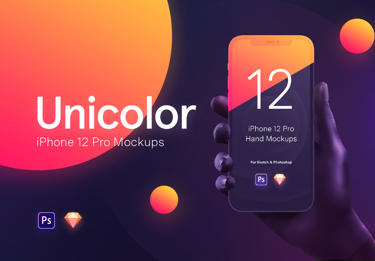 Unicolor & B/W Hands iPhone 12 Pro Mockups