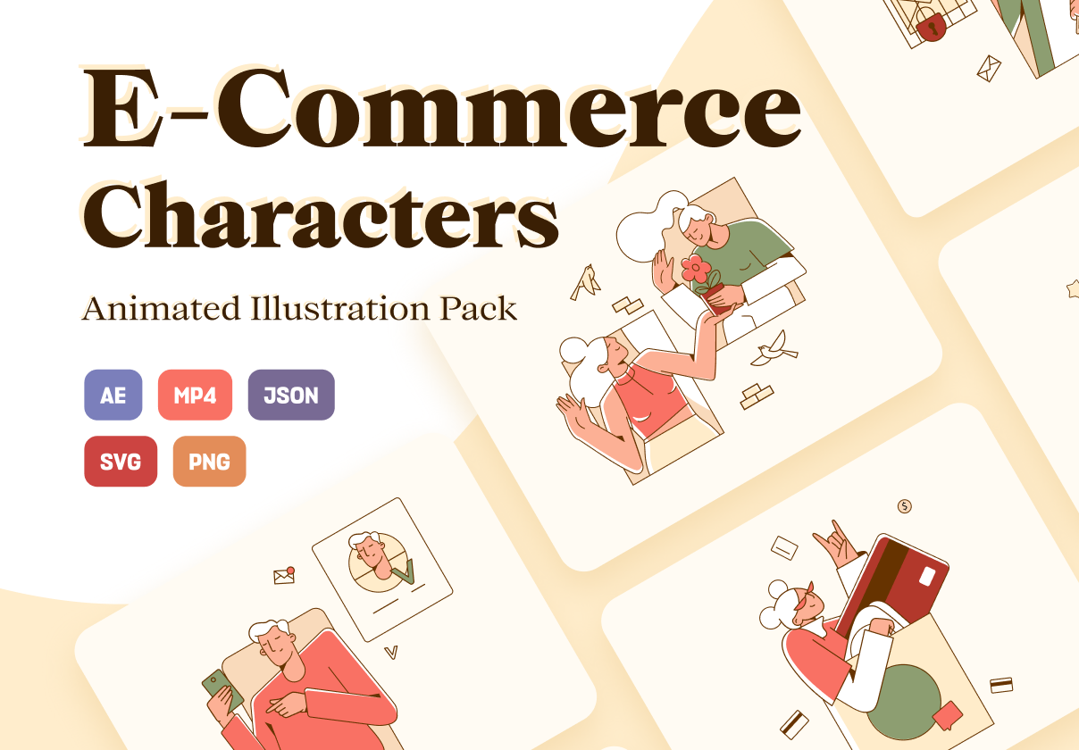E-Commerce Characters Animated Illustration Pack