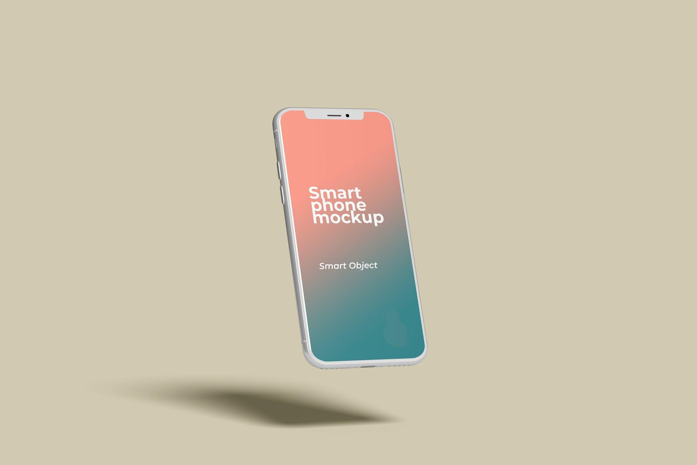 悬浮效果iphone智能手机样机psd素材flying Smartphone Mockup 设计森林planforest