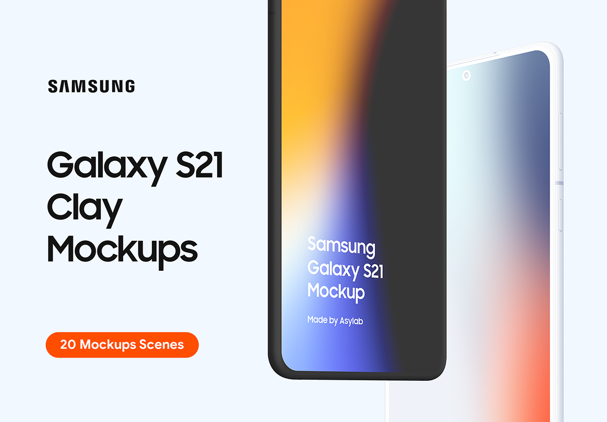 Samsung Galaxy S21 – 20 Clay Mockups