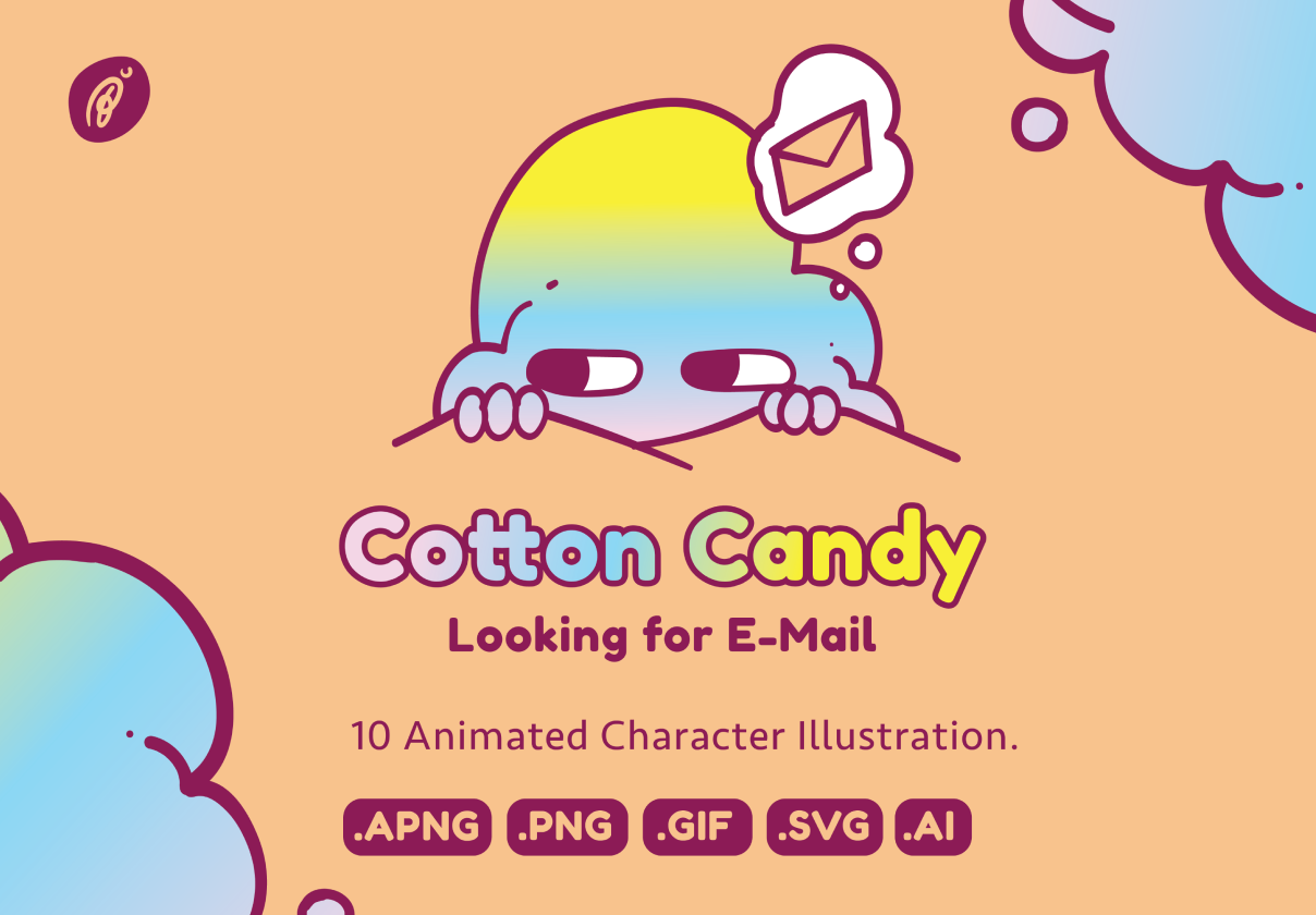 Cotton Candy Animated Character Illustration
