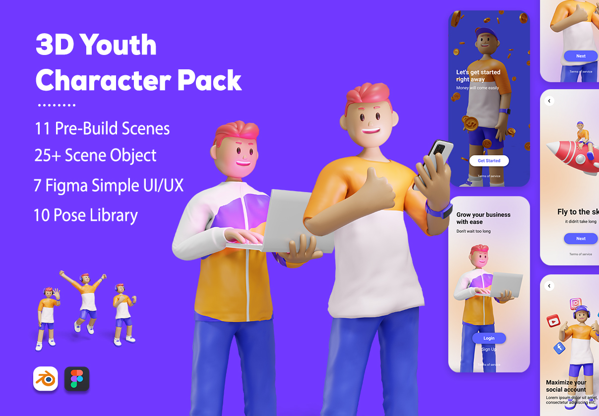 3D Web Illustration – Youth Character Pack