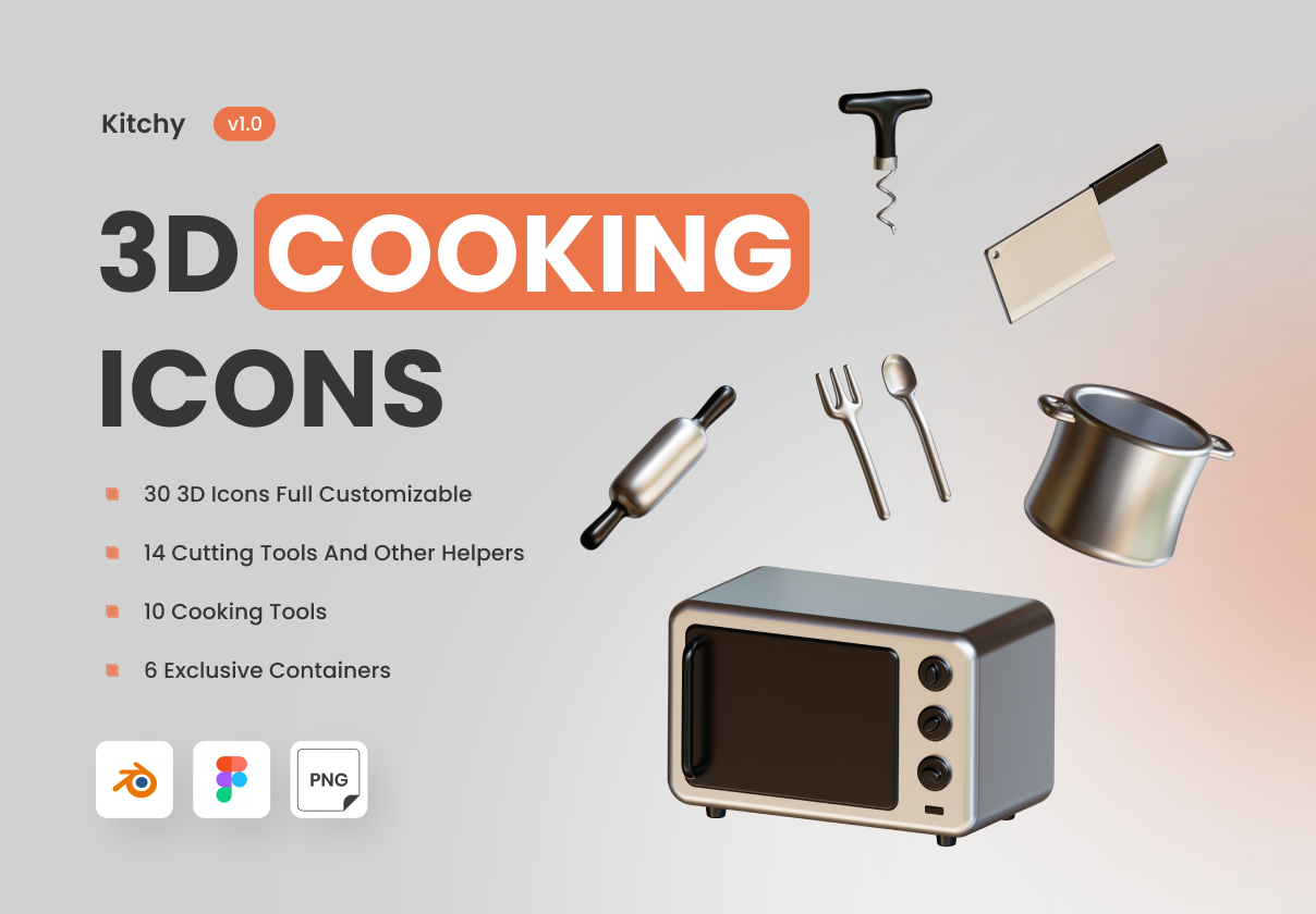 Kitchy – 3D Cooking ware Icons