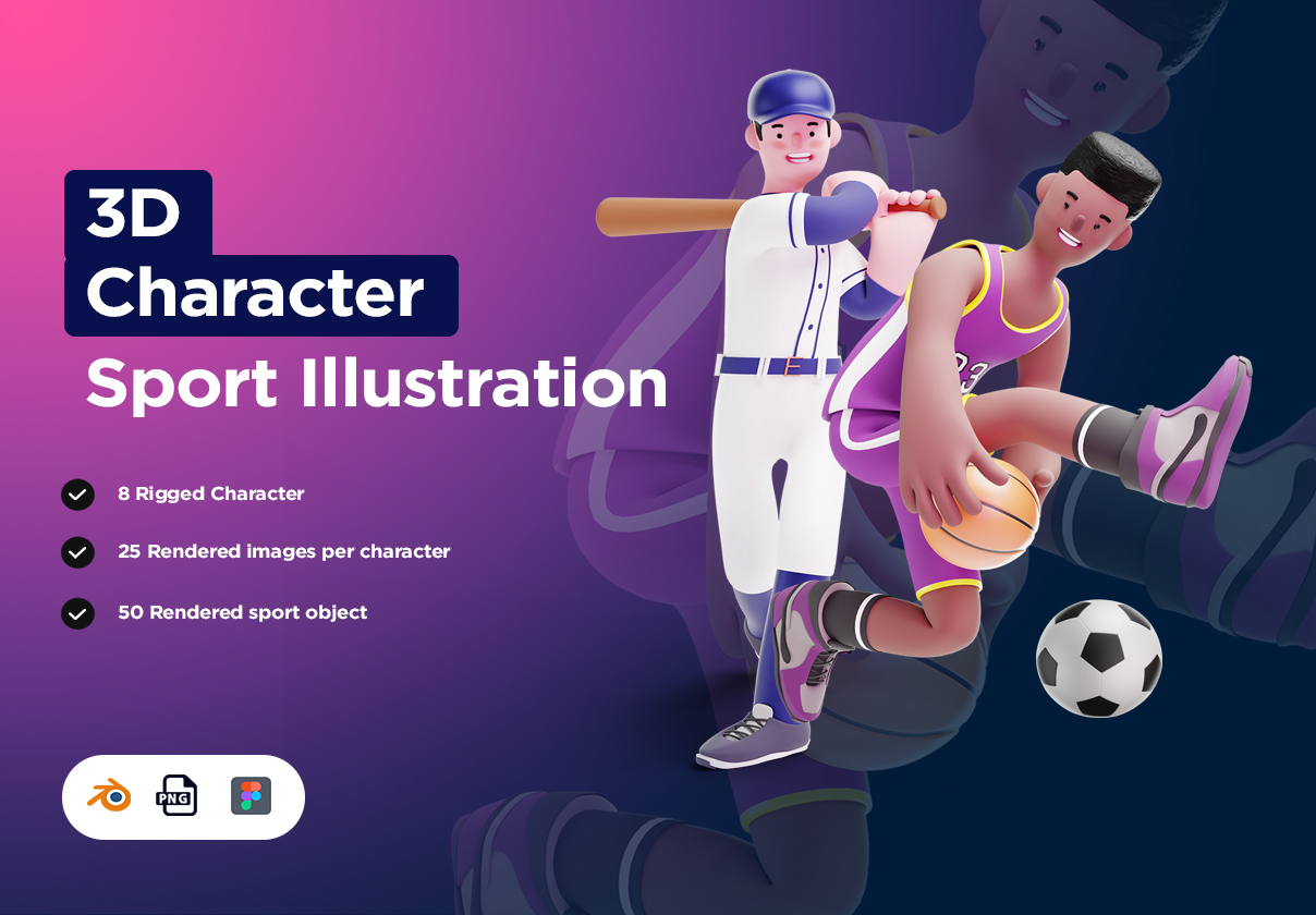 3D Character Pack Sport Illustration & 3D Elements object