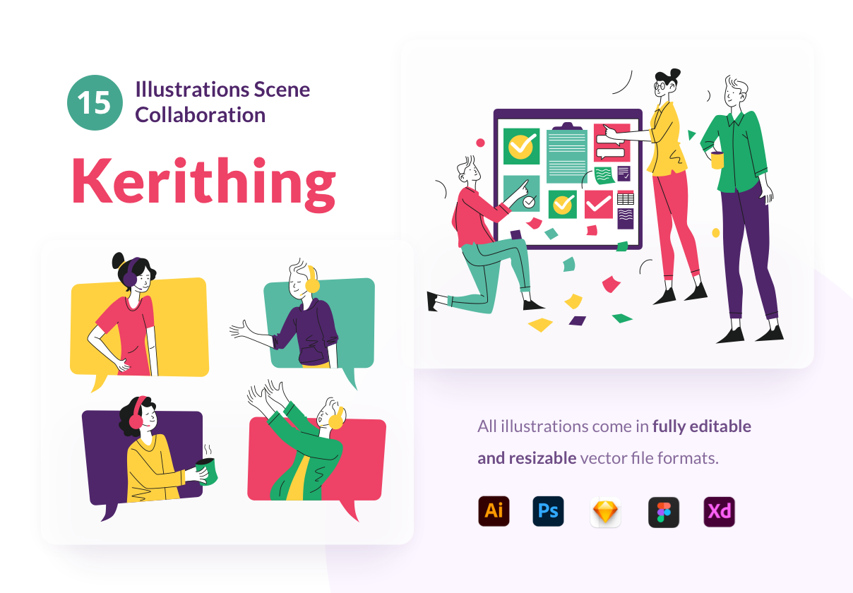 Teamwork & Collaboration Illustrations – Kerithing