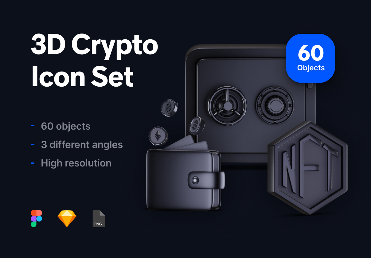 3D Crypto Icon Set