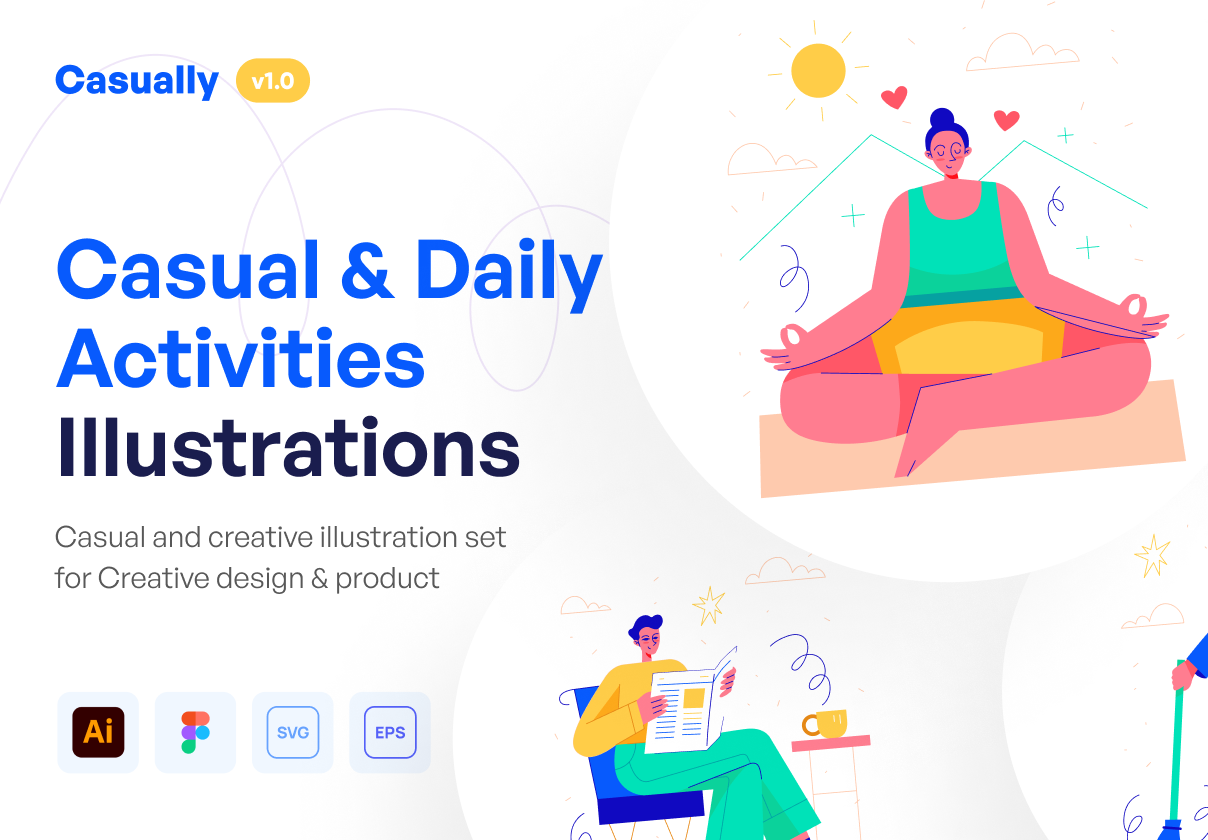 Casually – Casual & Daily Activities Illustration Set