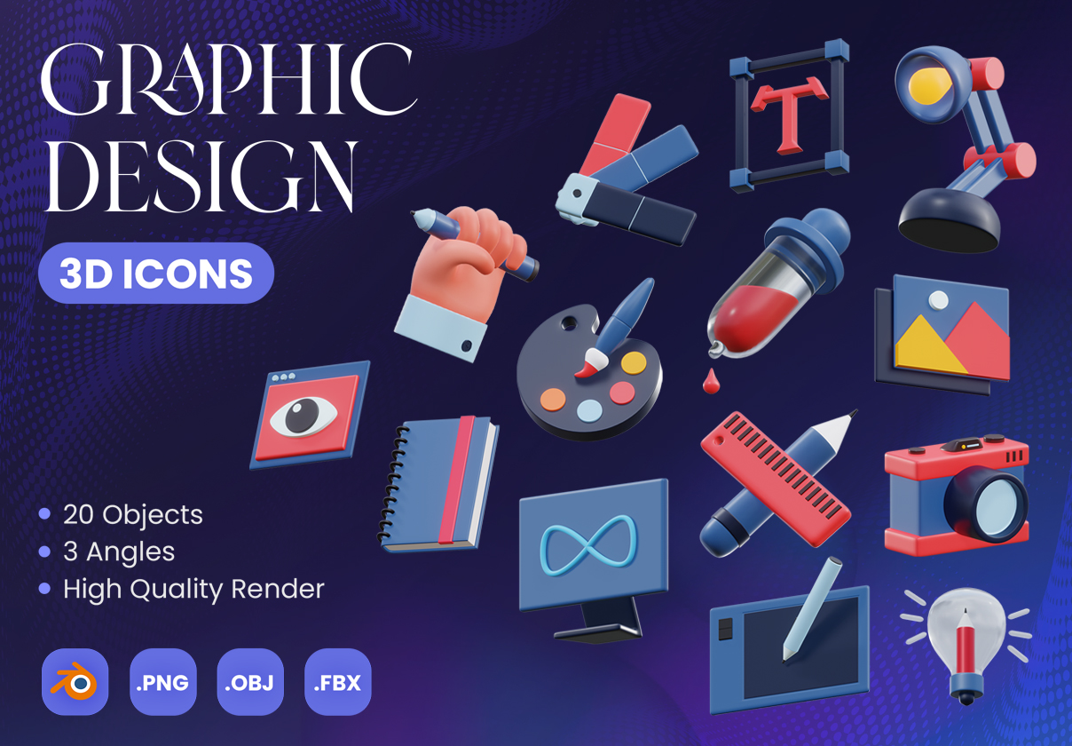 Graphic Design 3D Icons
