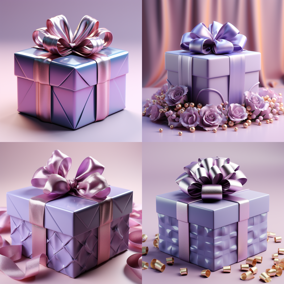 紫色敞开礼盒，附赠券、惊喜、最小礼品、问