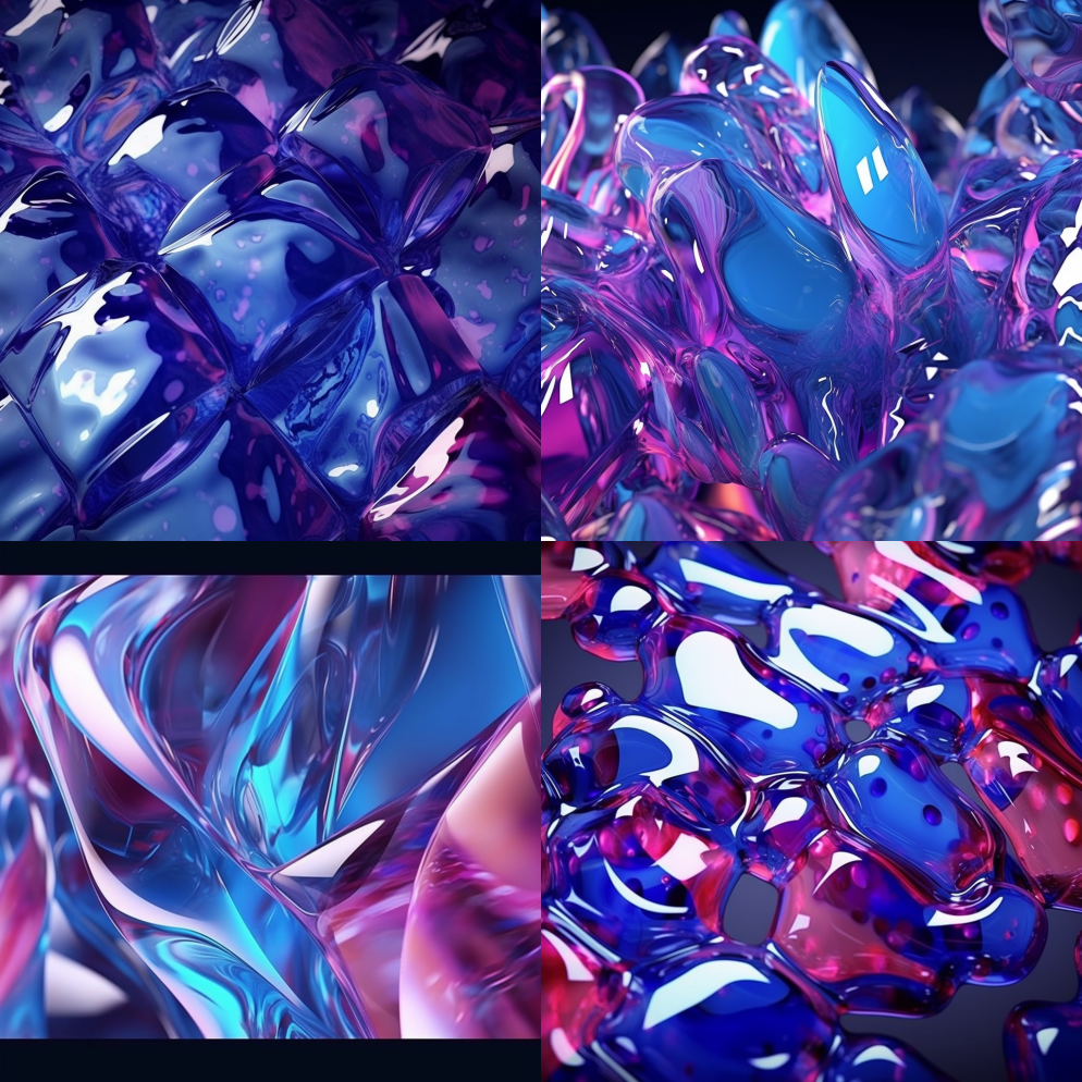 用蓝色玻璃和紫色玻璃制作的抽象几何3D动