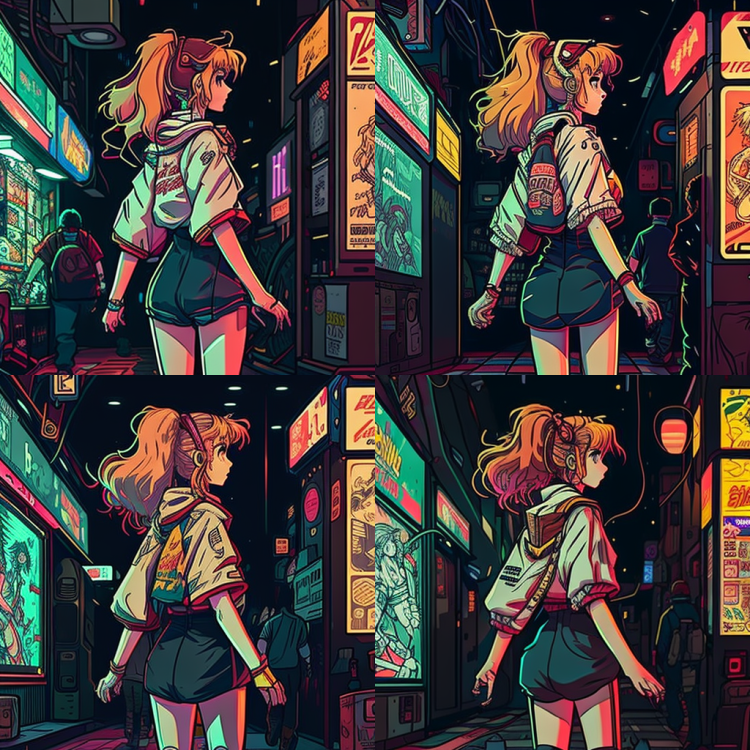 一位穿着街头服饰的女孩在街上行走