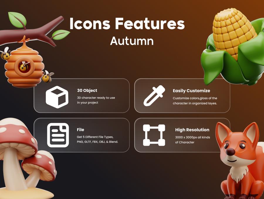 Autumn & 3D Icon Pack 25 3D秋季图标