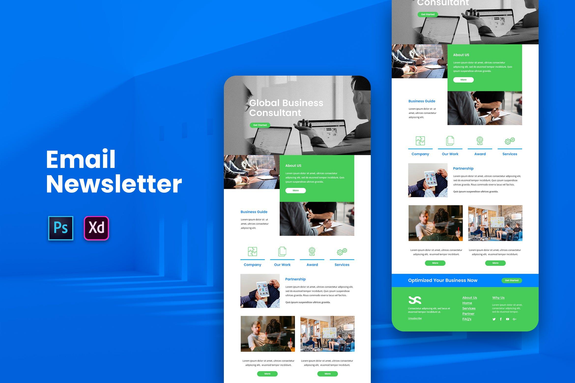 全球业务顾问咨询服务网站邮件订阅推广设计模板 Business Email Newsletter