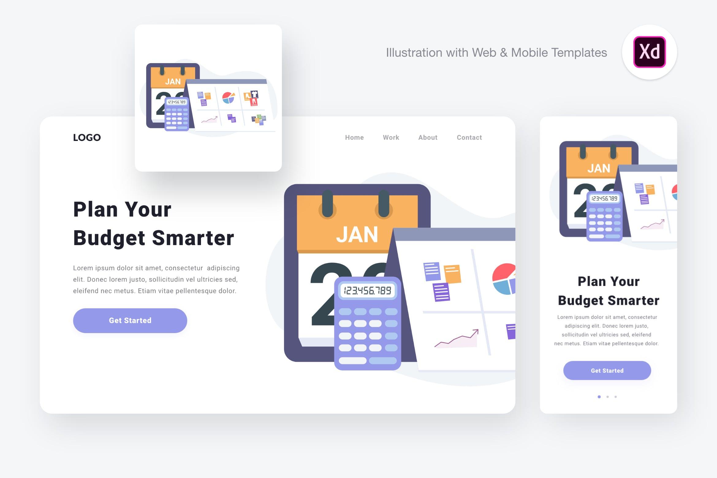 项目预算计划网页设计概念插画[XD&SVG] Planning Budget Illustration (Adobe XD & SVG)