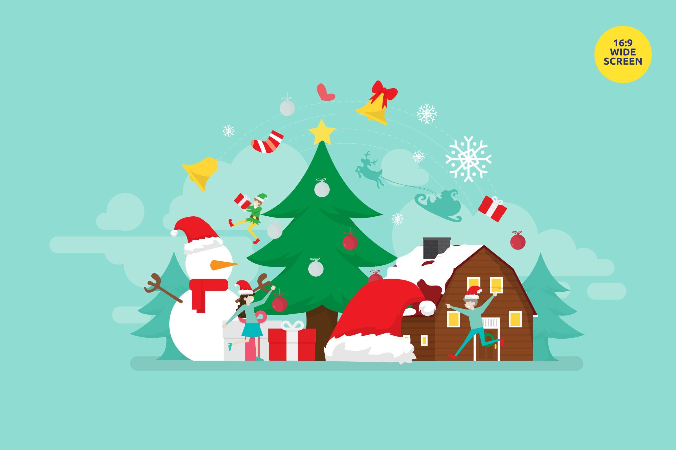 圣诞快乐矢量概念插画素材 Merry Christmas Vector Illustration Concept