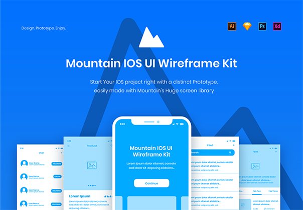 Mountain iOS UI Wireframe Kit