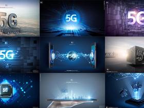 20款移动5G三维3D立体字科技互联网信息时代PSD分层海报素材