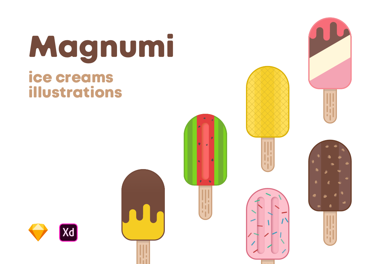 Magnumi ice creams illustrations