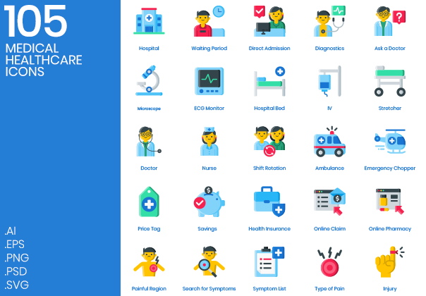 105 Medical Healthcare Icons