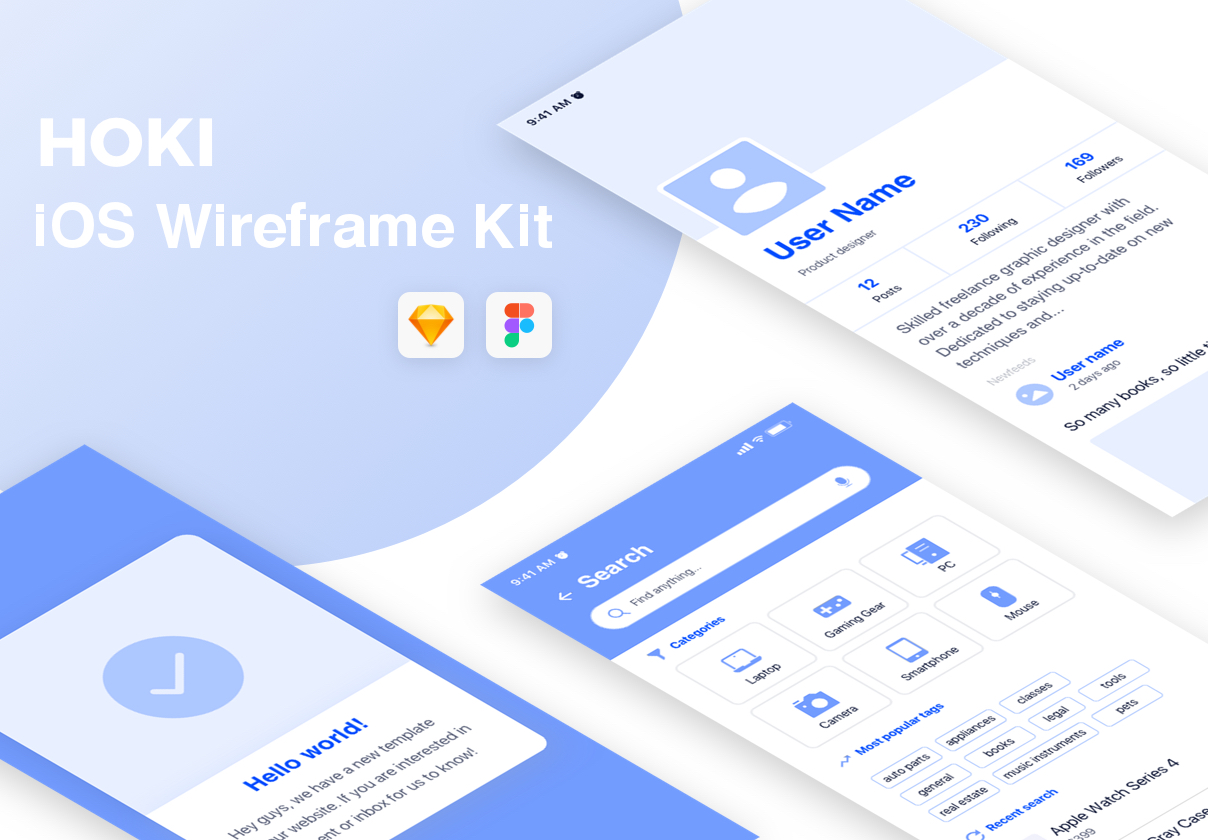 Hoki Mobile Wireframe Kit