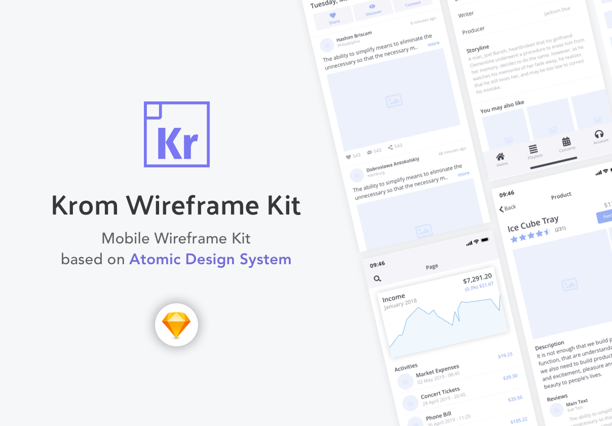 Krom Mobile Wireframe Kit