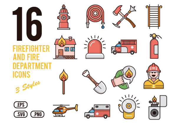 16 Firefighter Icons