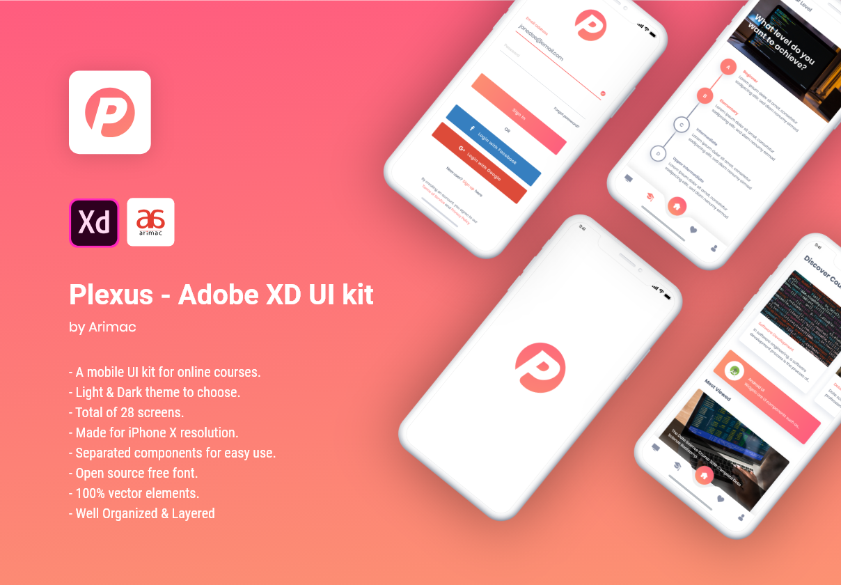 Plexus – Free Adobe XD UI kit
