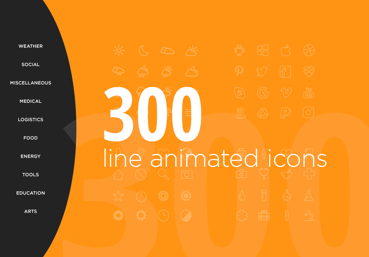 300 Line Animated Icons