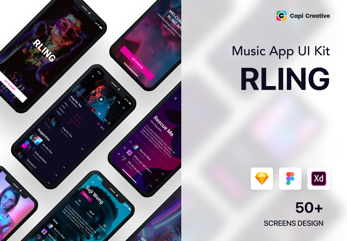 RLing – Amazing Music App UI Kit