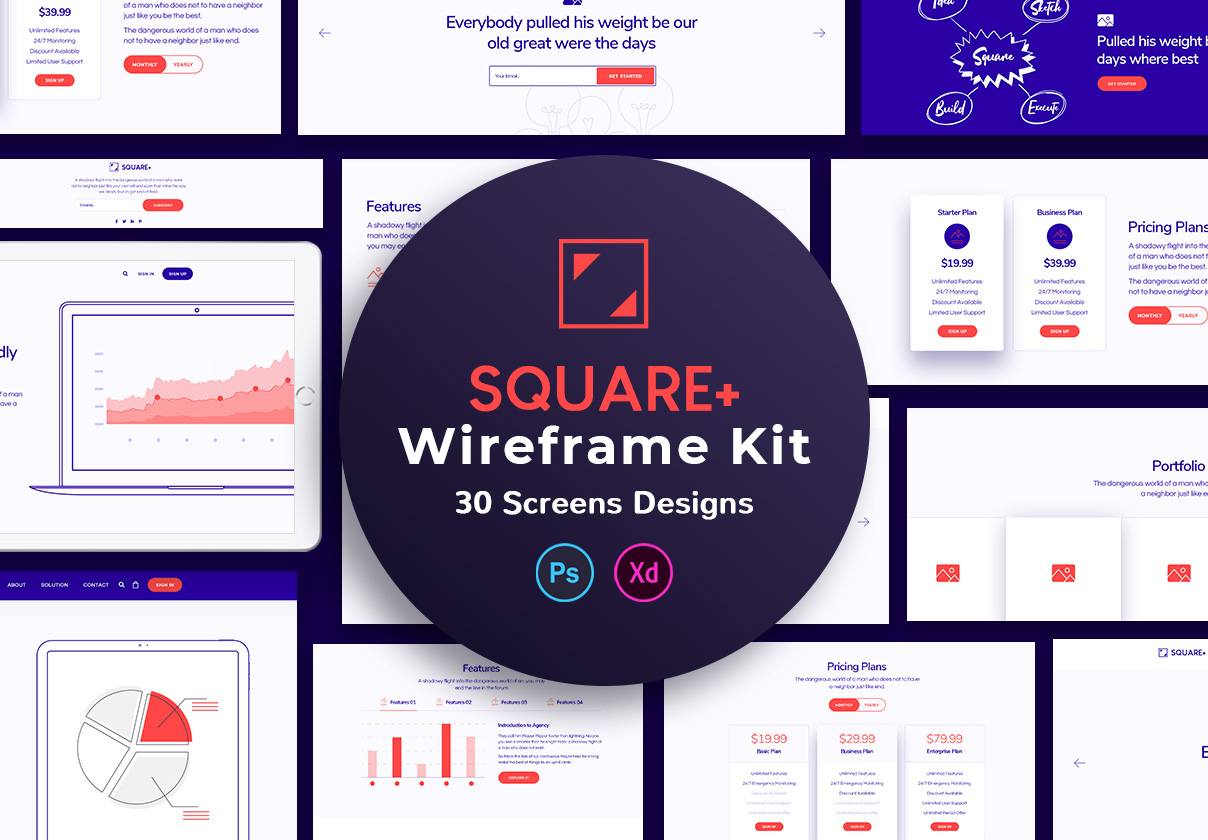 Square Web Wireframe Kit