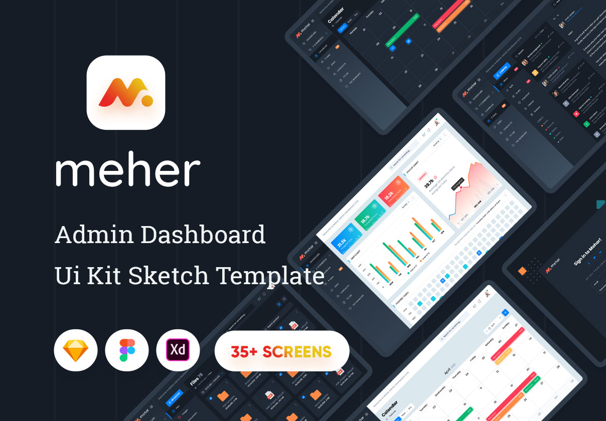 Meher – Admin Dashboard Ui Kit Sketch Template