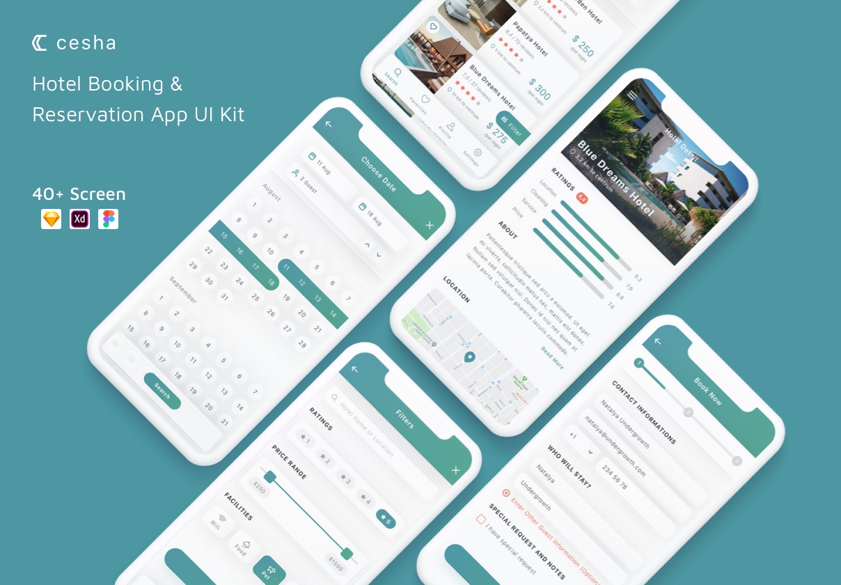 Cesha – Hotel Booking & Reservation App UI Kit