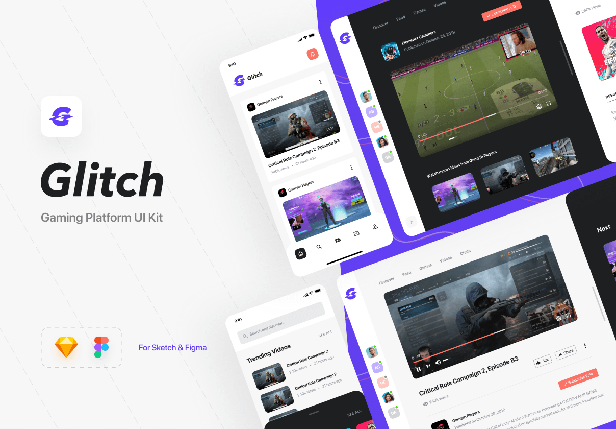 Glitch Gaming Platform UI Kit