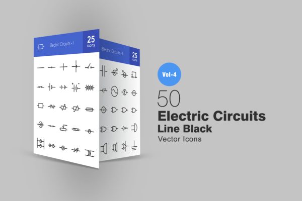 50枚电路线路板主题矢量线性图标 50 Electric Circuits Line Icons