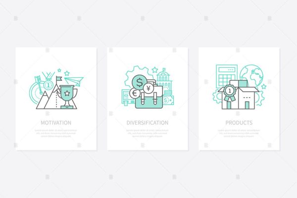 动机/目标设定矢量概念图标素材 Motivation, goal setting concept icons set