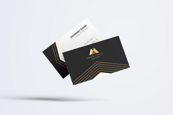 高端金箔线条设计风格企业名片设计模板v69 Business Card Template.v69