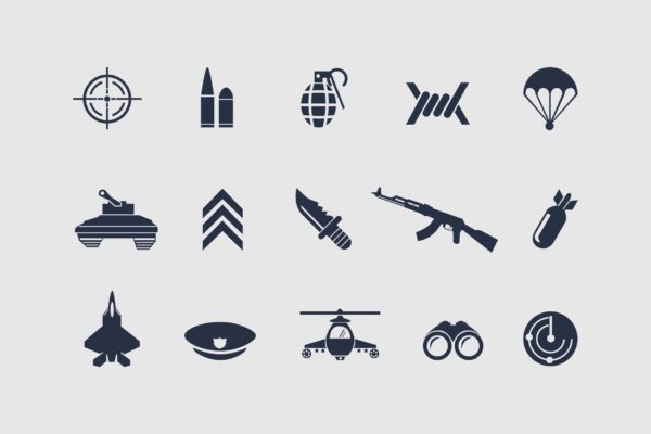 12枚军事主题矢量图标 12 Military Icons