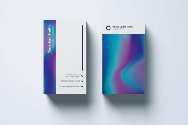 幻彩蓝设计风格企业名片设计模板v6 Business Card Template.v6