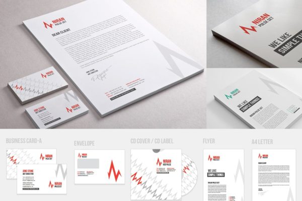 企业常用办公用品设计模板v2 Niran Pulse Stationery V.2